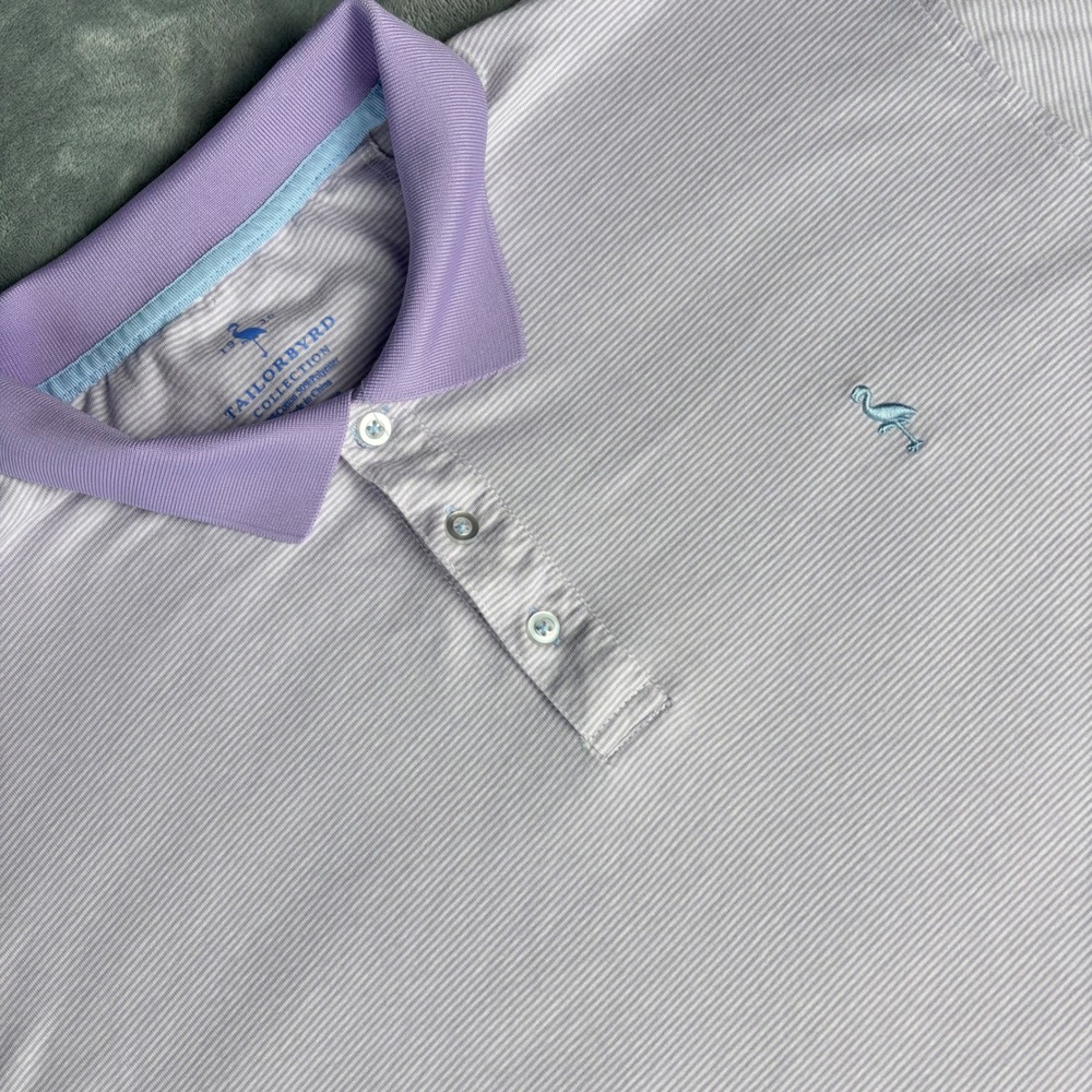 Tailorbyrd Collection Men's XXL Purple Striped Golf‎ Polo Shirt Cotton Blend